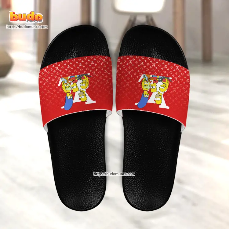 Slide sandals simpsons movie family v2 and louis vuitton gift unique slide sandals for man woman and kid